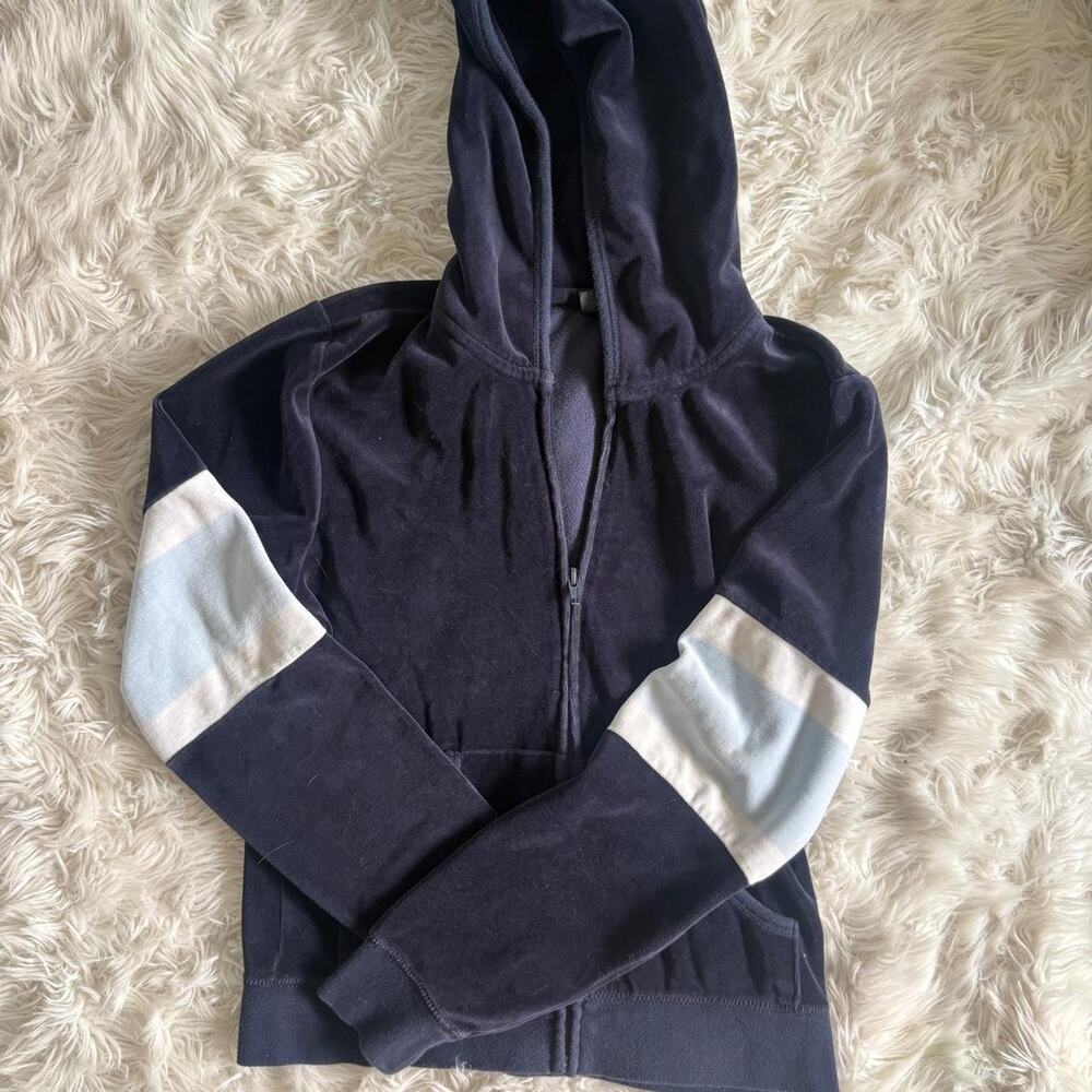 Y2k navy blue velour sweatshirt